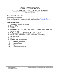 Middle School Book List - Ethical Culture Fieldston School
