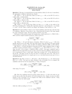 STATISTICS 401, Section 001 Homework for Chapter 7 SOLUTIONS