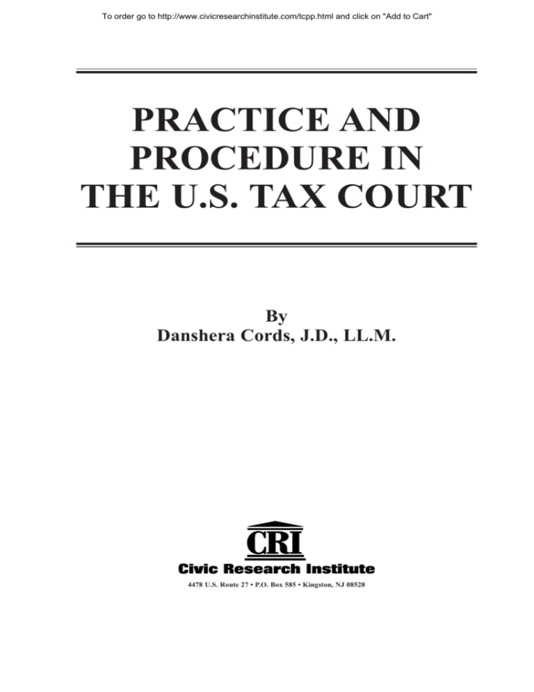 practice and procedure in the us tax court