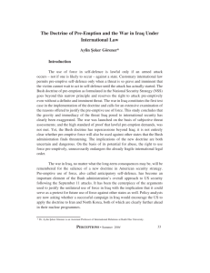 The Doctrine of Pre-Emption and the War in Iraq Under International