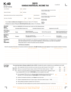 Current K-40 tax form - Kansas Department of Revenue