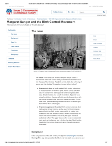 Margaret Sanger and the Birth Control Movement