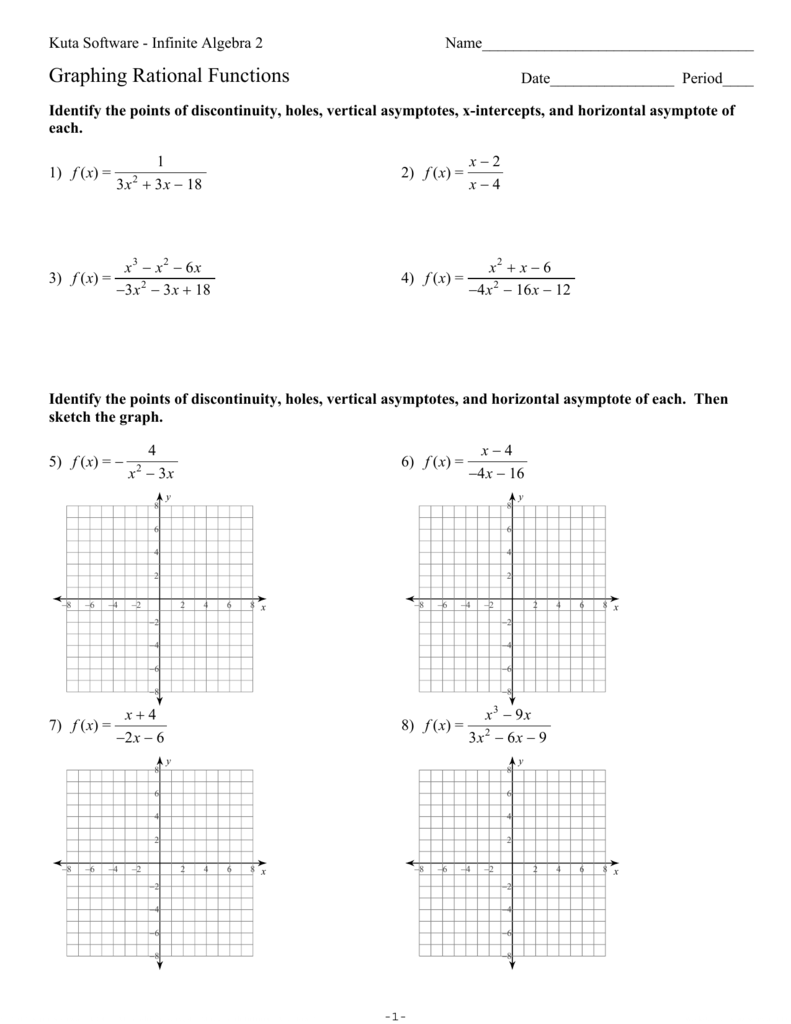 Graphing Rational Functions.ks-ia11 Pertaining To Graphing Rational Functions Worksheet