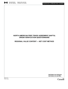 NORTH AMERICAN FREE TRADE AGREEMENT (NAFTA) ORIGIN