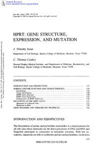 HPRT: Gene Structure, Expression, and Mutation