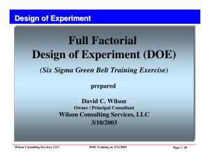 Full Factorial Design of Experiment (DOE)