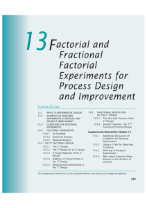 Factorial and Fractional Factorial Experiments for Process Design
