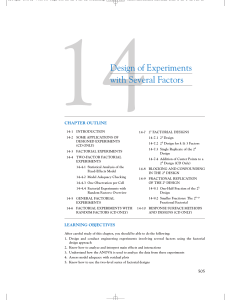 Design of Experiments with Several Factors