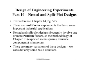 Design of Engineering Experiments Part 10 – Nested and