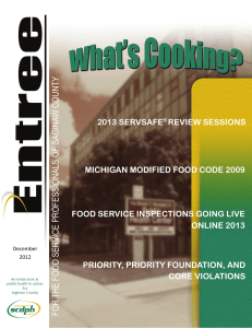 2013 servsafe® review sessions michigan modified food code 2009