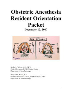Obstetric Anesthesia Resident Orientation Packet