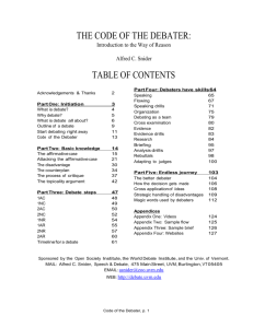THE CODE OF THE DEBATER: TABLE OF CONTENTS