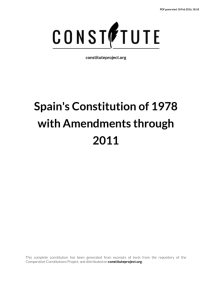 Spain's Constitution of 1978 with Amendments through