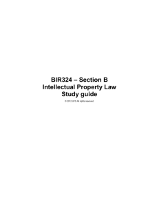 BIR324 2012 Intellectual Property Law Study Guide