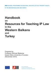 Handbook Resources for Teaching IP Law Western Balkans Turkey
