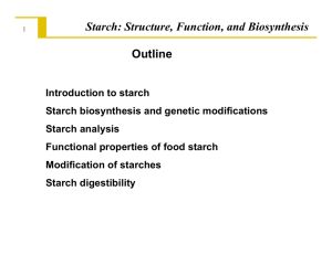 Starch: Structure, Function, and Biosynthesis Outline