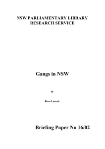 Gangs in NSW Briefing Paper No 16/02
