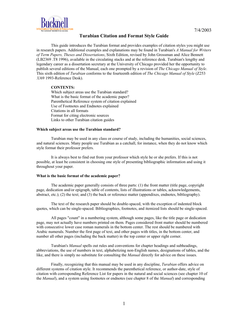 turabian essay format