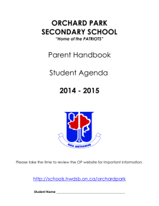 ORCHARD PARK SECONDARY SCHOOL Parent Handbook