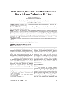 Trunk Extensor, Flexor and Lateral Flexor Endurance Time in