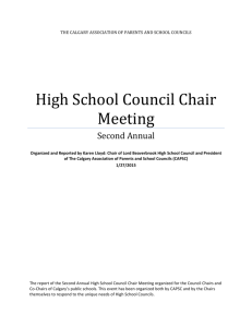 High School Council Chair Meeting - Calgary Association of Parents