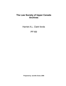 The Law Society of Upper Canada Archives Harriet A.L. Clark fonds