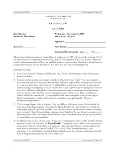 Criminal Law - 2009, Questions - University of Maryland School of Law