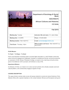 Department of Sociology & Social Work SOC/HIS375 African