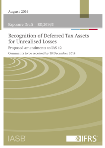 ED/2014/3 - Recognition of Deferred Tax Assets for Unrealised Losses