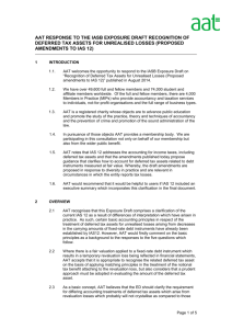 AAT response to IASB exposure draft recognition of deferred tax