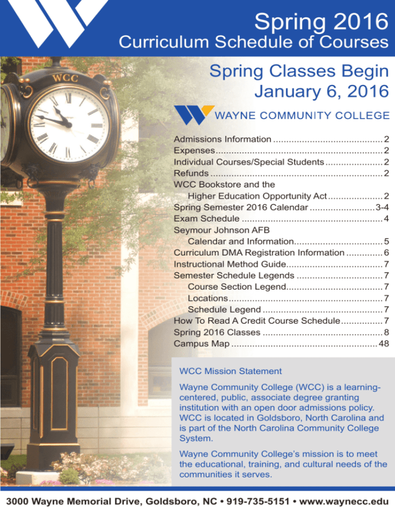 Spring 2016 Course Schedule Lead Pgs And Map indd