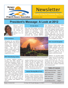Newsletter - Marquez Knolls Property Owners Association