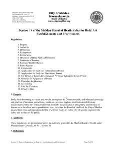 Section 19 of the Malden Board of Heath Rules for Body Art