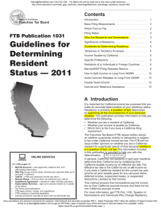 California Publication 1031 -- Guidelines for Determining Resident
