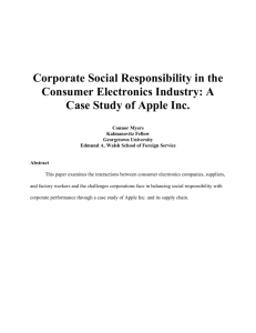 Corporate Social Responsibility in the Consumer Electronics Industry
