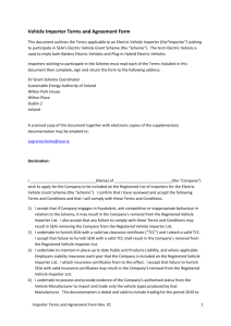 Vehicle Importer Terms and Agreement Form