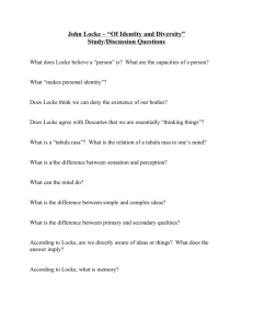 John Locke – “Of Identity and Diversity” Study/Discussion Questions