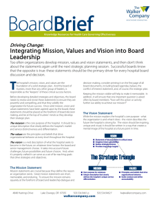 Integrating Mission, Values and Vision into Board Leadership