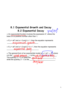 8.1 Exponential Growth and Decay 8.2 Exponential Decay