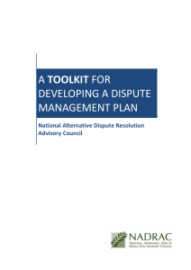 a toolkit for developing a dispute management plan