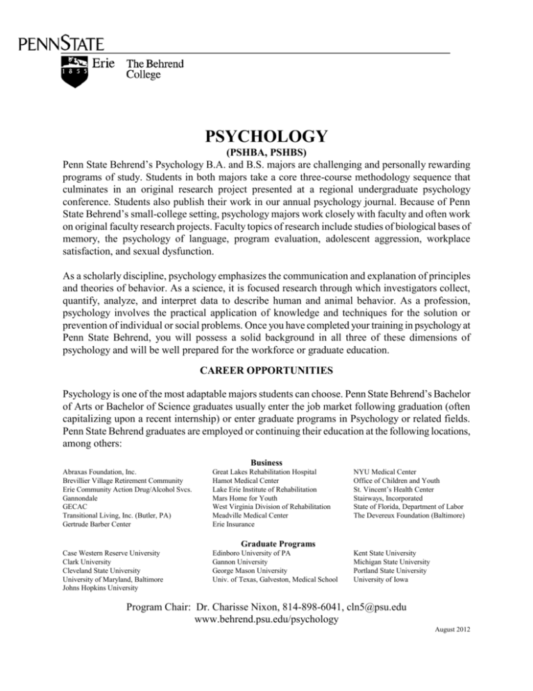 Psychology Penn State Behrend