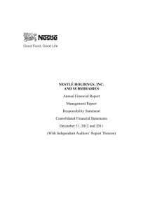 NESTLÉ HOLDINGS, INC. AND SUBSIDIARIES Annual Financial