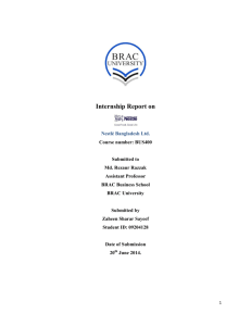 Internship Report on - BRAC University Institutional Repository