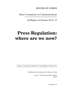 Press Regulation: Where are we now?
