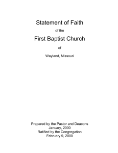 Statement of Faith First Baptist Church