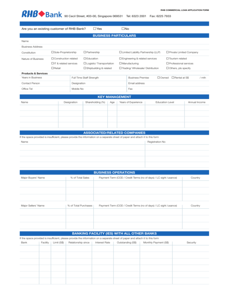 Corporate Commercial Bank Loan Application Form