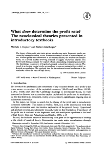 What does determine the profit rate? The neoclassical