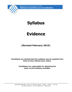 Syllabus Evidence - Federation of Law Societies of Canada