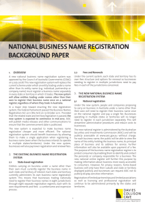 NATIONAL BUSINESS NAME REGISTRATION BACKGROUND