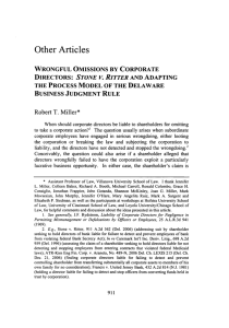 Wrongful Omissions by Corporate Directors: Stone v. Ritter and